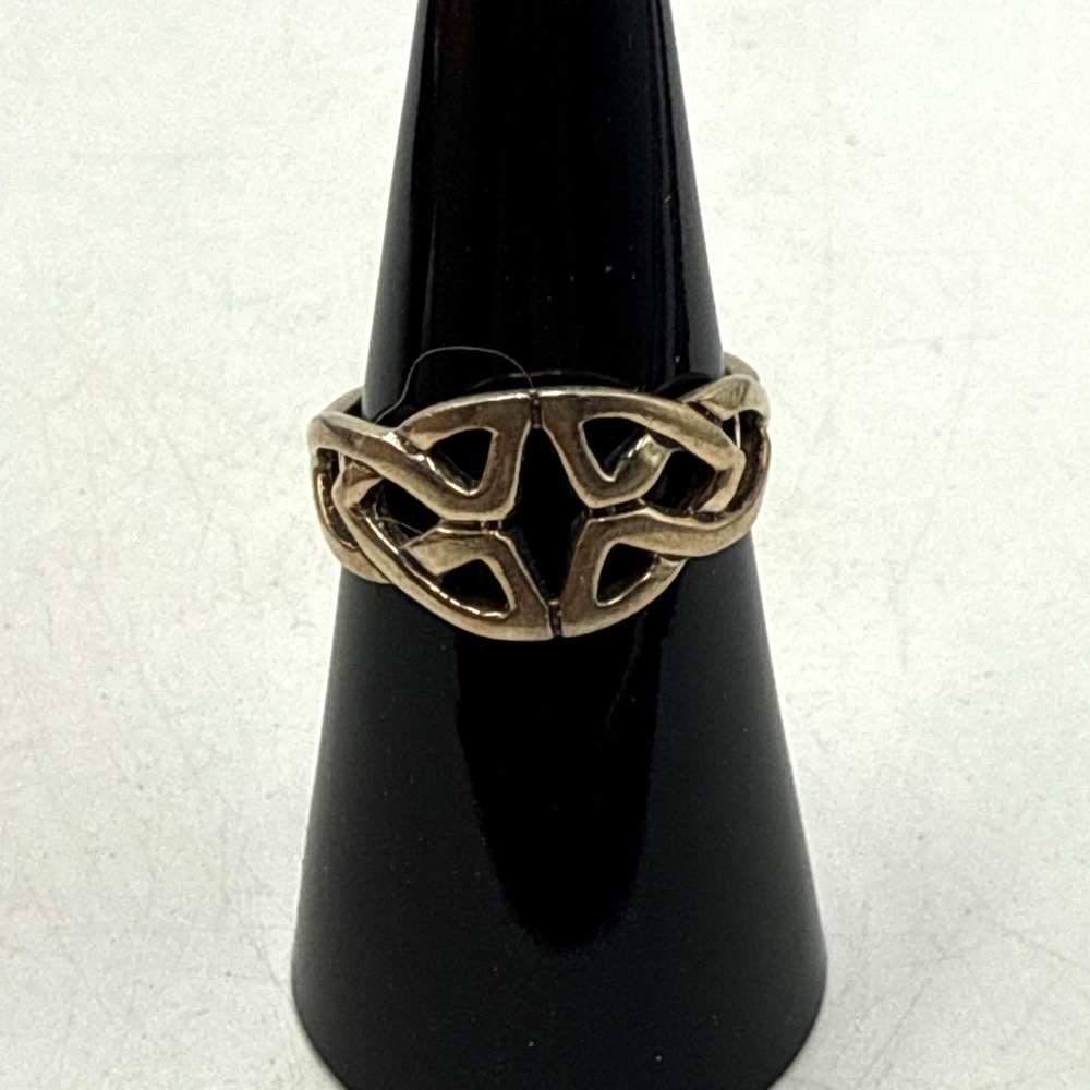 Sterling Silver 925 Celtic Knot Band Ring Size 6.25 Geometric Openwork Design